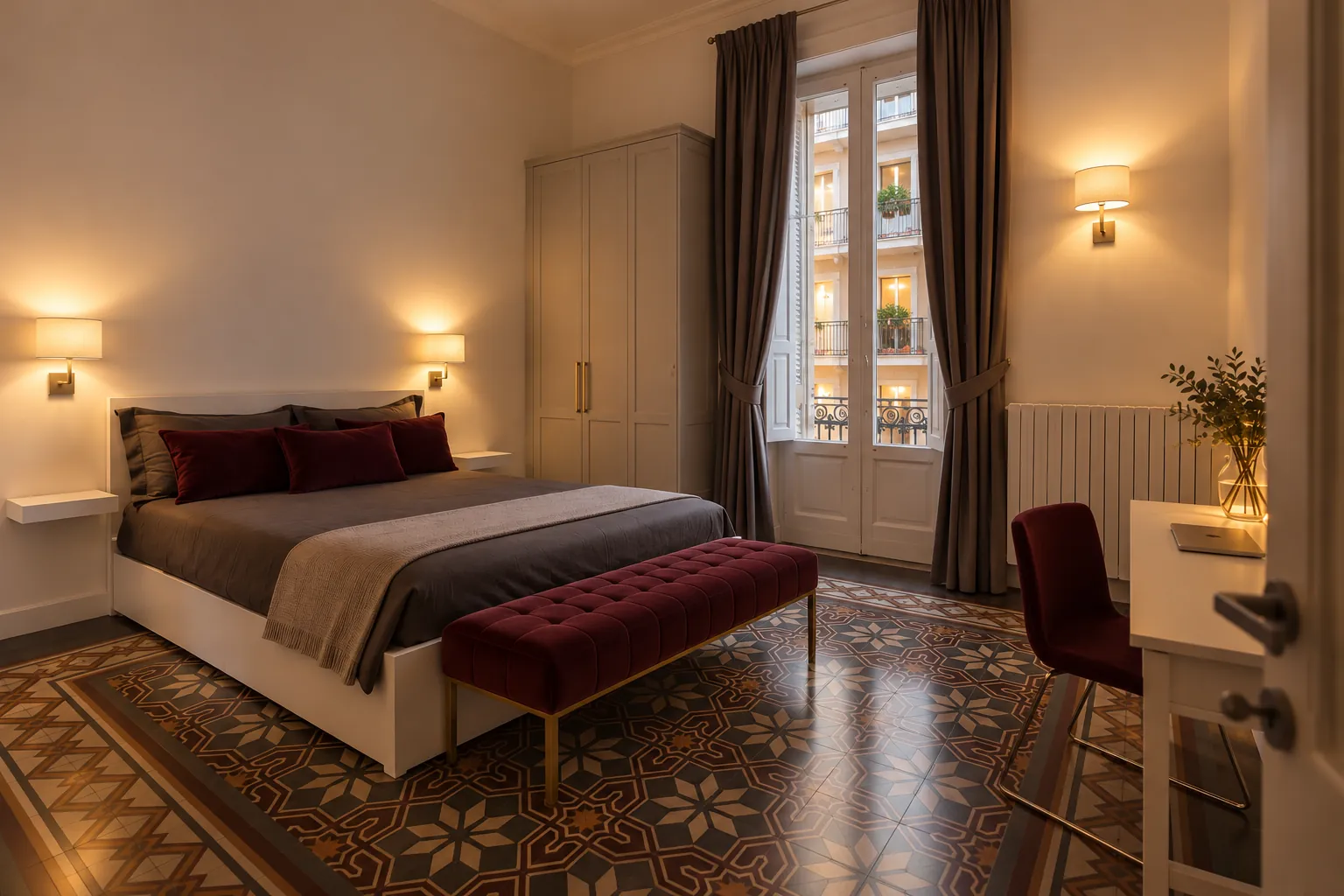 Via Melo: una camera con le cementine decorate originali